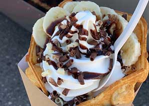 Crepes, frozen yogurt, bubble waffle and coffee from the food truck