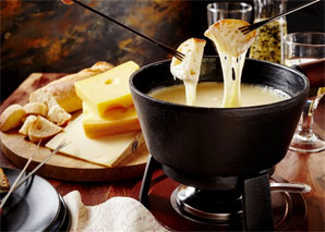 Fondue meal in the log cabin