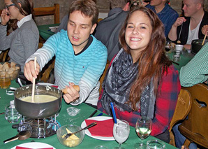 Social meal in the tower in Zug